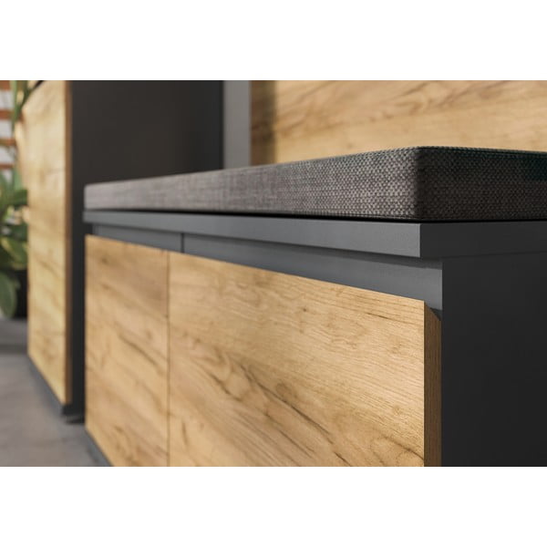 Ozolkoka imitācijas apavu plaukts ar soliņu Lissabon – Germania-image-1