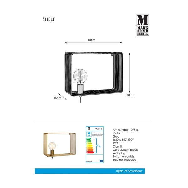 Sienas lampa zelta krāsā Markslöjd Shelf Wall Gold-image-2