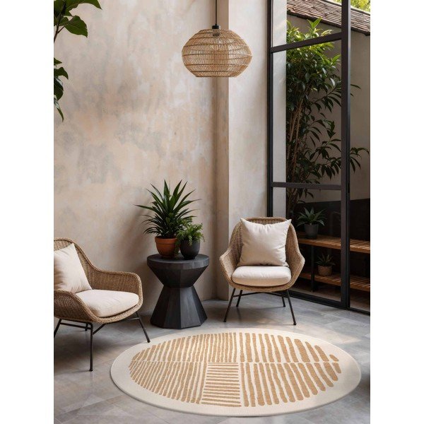 Krēmkrāsas/dabīga toņa apaļš iekštelpu un āra paklājs ø 160 cm Haringey Bounds – Ted Baker-image-1