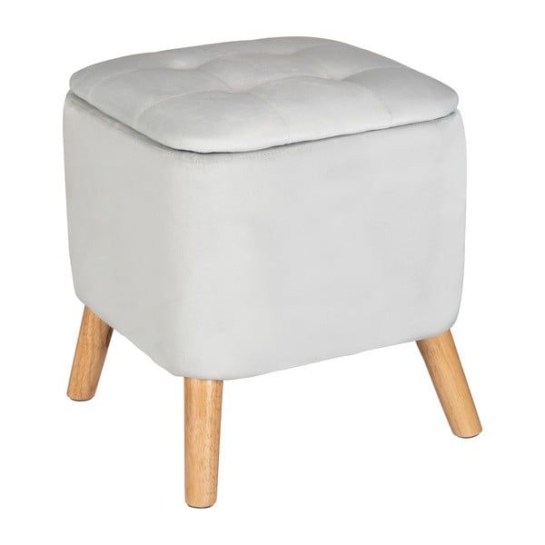 Gaiši pelēka samta taburete – Wenko-image-2