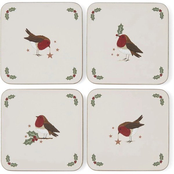 Bēši/salvijas zaļi paliktņi (4 gab.) ar Ziemassvētku motīvu Robin's Retreat – Cooksmart ®
