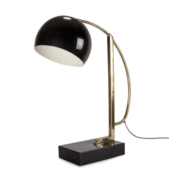 Spīdīgi melna galda lampa no metāla (augstums 56 cm) Antique – HF Living