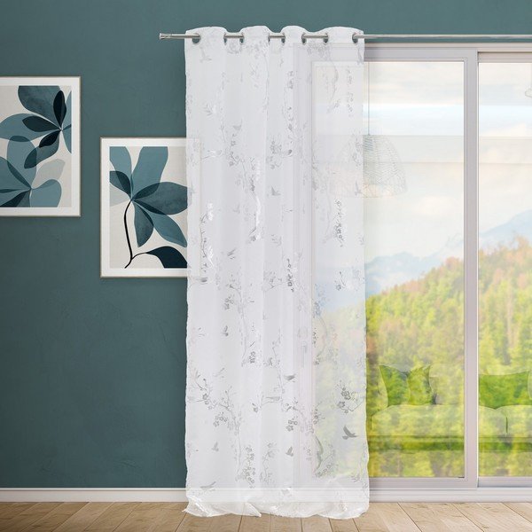 Balts/sudraba krāsas dienas aizkars 140x260 cm Paradis – Casa Selección-image-1