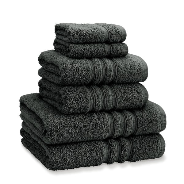 Tumši pelēki frotē kokvilnas dvieļi komplektā (6 gab.) Zero Twist – Catherine Lansfield