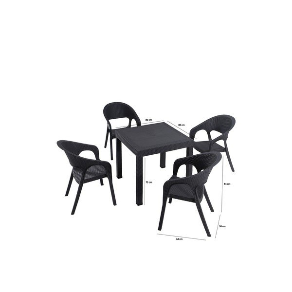 Antracīta pelēks dārza pusdienu komplekts 4 personām Garden – Floriane Garden-image-2