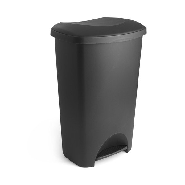 Melna plastmasas atkritumu tvertne ar pedāli 50 l – Addis