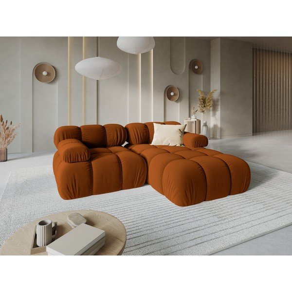 Terakotas oranžs samta modulārais stūra dīvāns (ar labo stūri/ar zvilni) – Micadoni -image-1