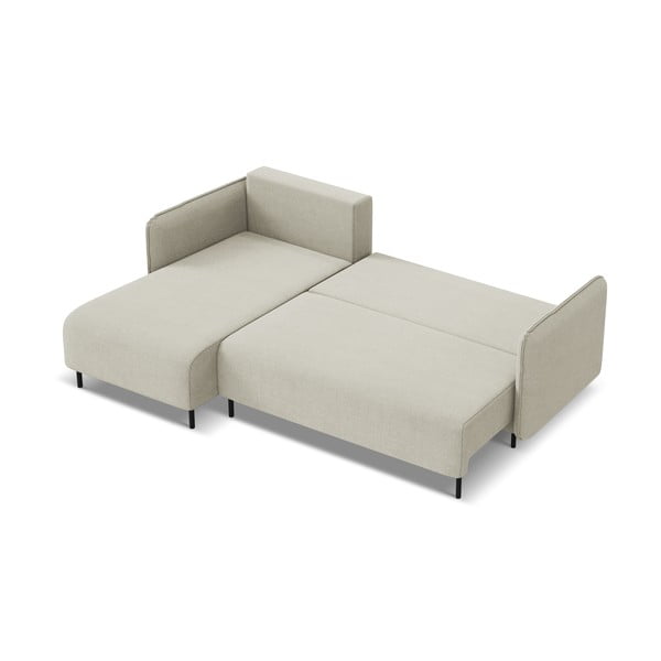 Bēšs salokāms/ar uzglabāšanas vietu stūra dīvāns (ar kreiso stūri) Luana – Makamii-image-2