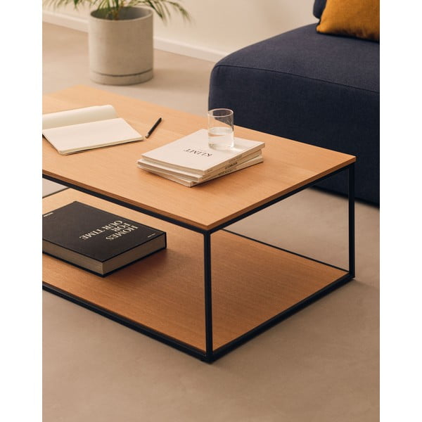 Dabīga toņa žurnālgaldiņš ar ozolkoka imitācijas galda virsmu 60x110 cm Yoana – Kave Home-image-1