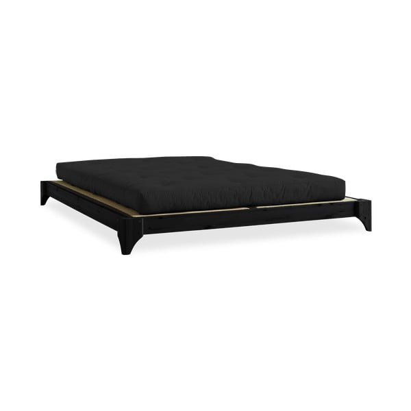 Divguļamā gulta no priedes koka ar matraci un tatami Karup Design Elan Comfort Mat Black Black, 140 x 200 cm