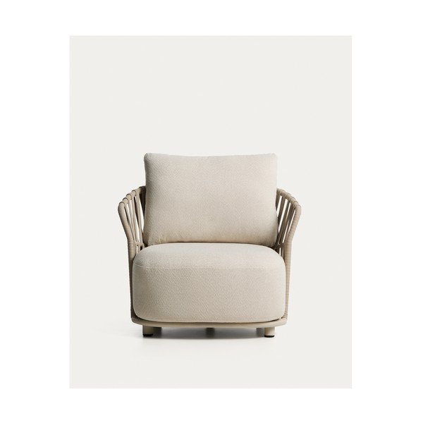 Krēmkrāsas/pelēkbrūns polsterēts dārza atpūtas krēsls Osani – Kave Home-image-2