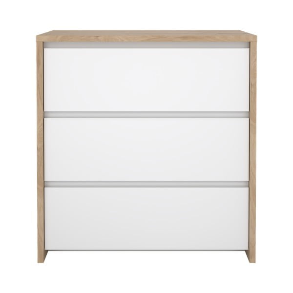 Balta/dabīga toņa kumode ar ozolkoka imitāciju 80x84x48 cm Next – Tvilum