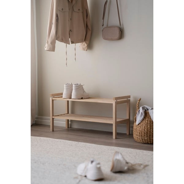 Dabīga toņa ozola masīvkoka apavu plaukts Confetti – Rowico-image-1