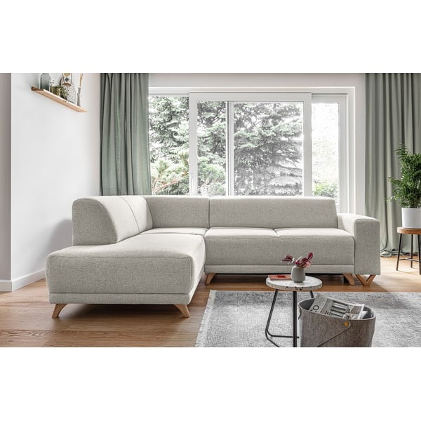 Bēšs salokāms/ar uzglabāšanas vietu stūra dīvāns (ar kreiso stūri/L veida) Classy Sophie – Miuform-image-1