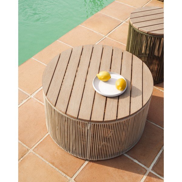 Apaļš dārza kafijas galdiņš ar akācijas koka galda virsmu ø 70 cm Dandara – Kave Home-image-1