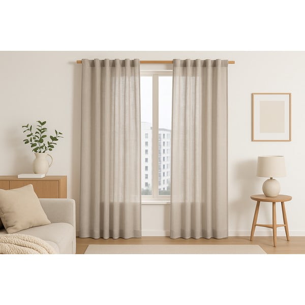 Bēšs aizkars 140x270 cm Valeta – Restilo-image-1