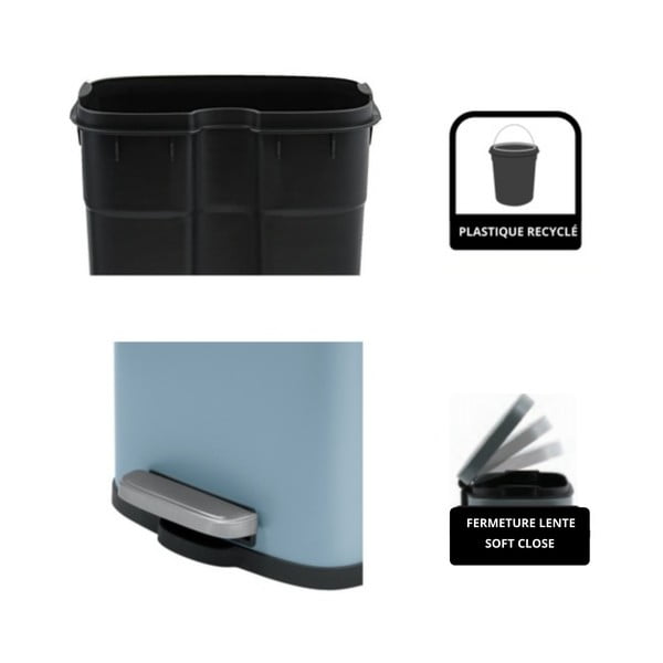 Gaiši zila tērauda atkritumu tvertne ar pedāli 5 l   Akira – Spirella-image-4