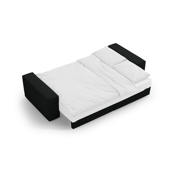 Melns salokāms dīvāns no buklē auduma 247 cm Jodie – Micadoni Home-image-4