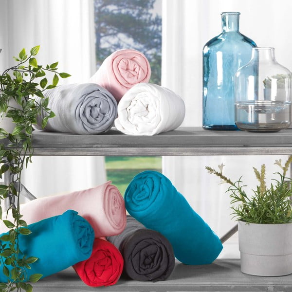 Balts trikotāžas palags ar gumiju 140x190 cm Jersy – douceur d'intérieur-image-1