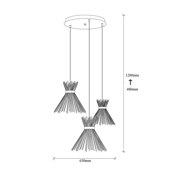 Melna piekaramā lampa ar metāla abažūru ø 63 cm Kirpi – Opviq lights-image-3