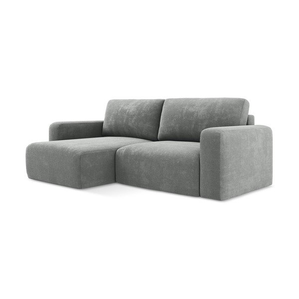 Pelēks salokāms stūra dīvāns no šenila auduma ar uzglabāšanas vietu (ar kreiso stūri/ar zvilni) Kona – Makamii-image-2