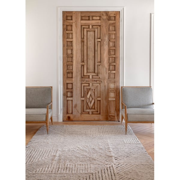 Gaiši brūns mazgājams/ar rokām darināts vilnas paklājs 170x240 cm Golden Coffee – Lorena Canals-image-1