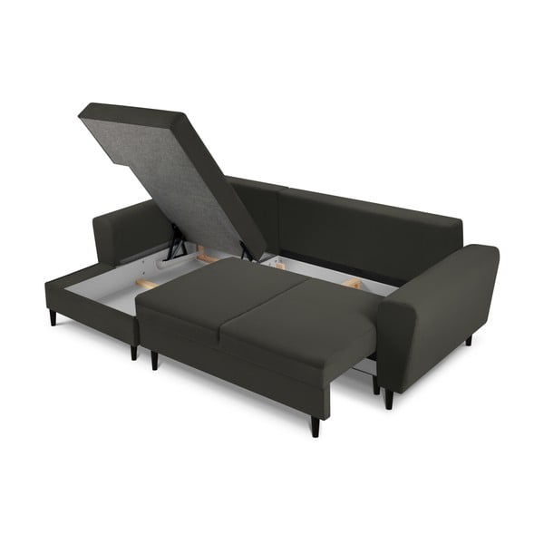 Melns velveta salokāms stūra dīvāns ar uzglabāšanas vietu (ar kreiso stūri/ar zvilni) Kyoto – Cosmopolitan Design-image-3