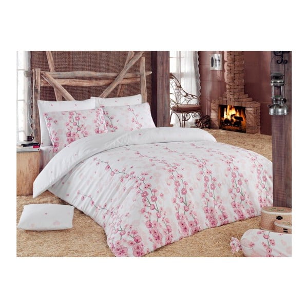 Gaiši rozā vienvietīga gultasveļa ar kokvilnas maisījumu Coretta, 140 x 200 cm