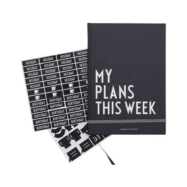 Melns nedēļas plānotājs Design Letters Plans