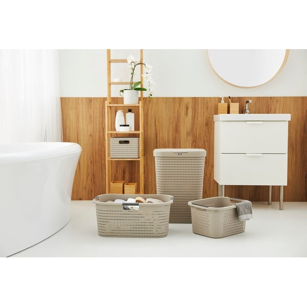 Smilškrāsas plastmasas veļas grozs 55 l Country – Rotho-image-2