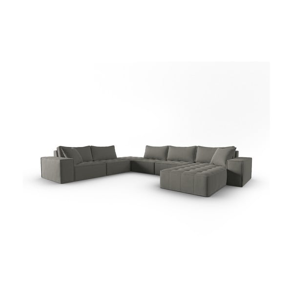 Pelēks stūra dīvāns (ar kreiso stūri/U veida) Mike – Micadoni Home