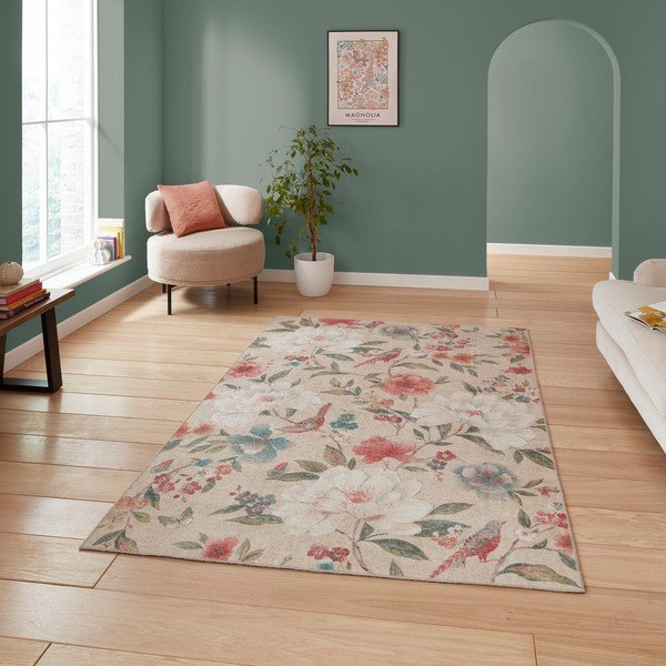 Bēšs mazgājams paklājs 122x170 cm Pipa Floral – Catherine Lansfield-image-2