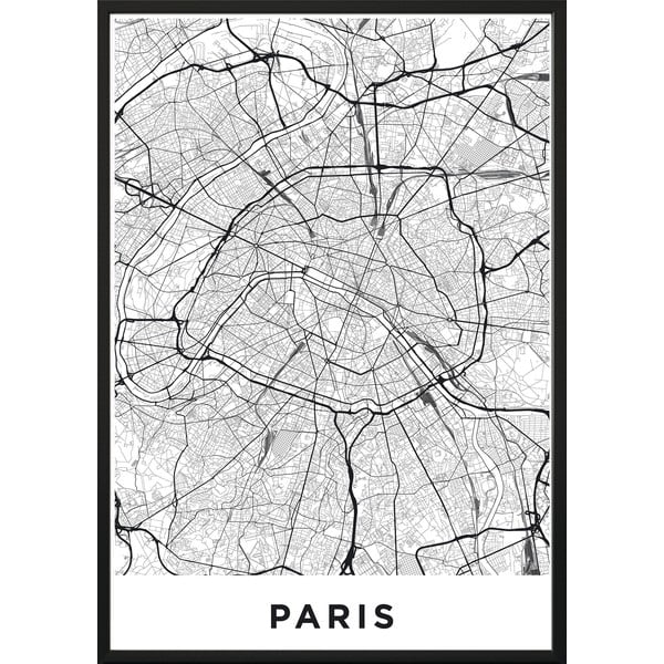 Sienas plakāts rāmī MAP/PARIS/NO2, 40 x 50 cm