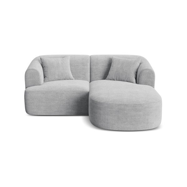Gaiši pelēks velveta stūra dīvāns (ar labo stūri/ar zvilni) Campi – Cosmopolitan Design