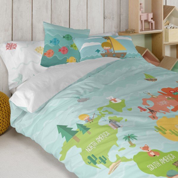 Spilvendrāna no tīras kokvilnas Happynois World Map, 50 x 30 cm-image-1