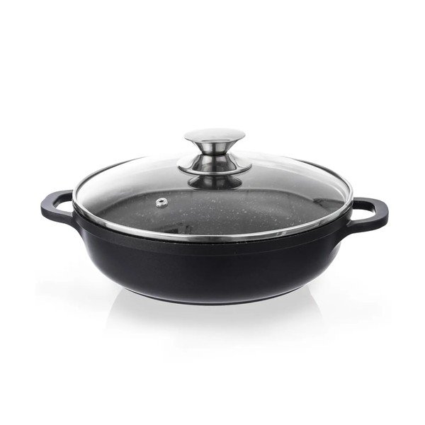 Kastrolis ar nelīpošu virsmu un stikla vāku Pfluon Granit Orion Grande, ⌀ 28 cm