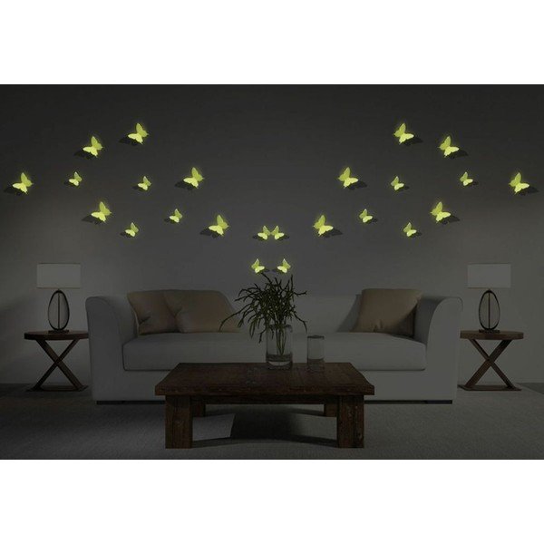 12 tumsā spīdošu 3D uzlīmju komplekts Ambiance Butterflies-image-1