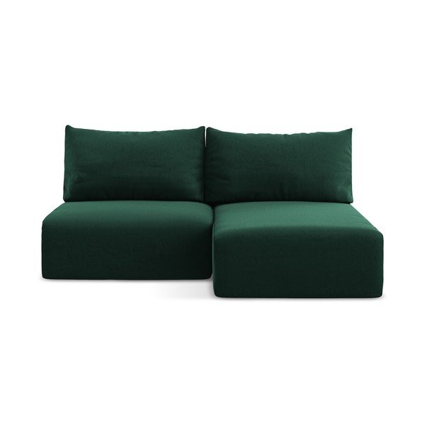 Tumši zaļš samta salokāms stūra dīvāns ar uzglabāšanas vietu (ar labo stūri/ar zvilni) Kalena – Makamii