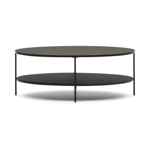 Melns žurnālgaldiņš ar stikla galda virsmu 65x110 cm Fideia – Kave Home-image-2