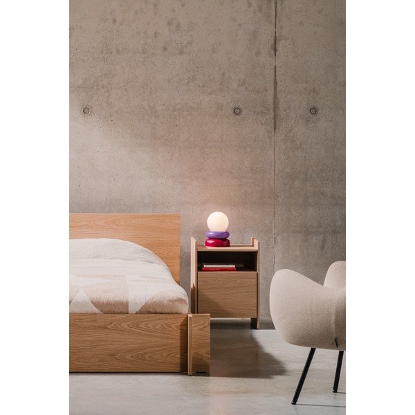 Dabīga toņa naktsskapītis ar ozolkoka imitāciju ar plauktiem Toopt – noo.ma-image-3