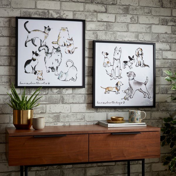 Sienas plakāts rāmī Art for the home Home Is Where The Dog Is, 50 x 50 cm-image-1