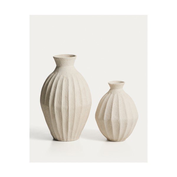 Krēmkrāsas rokām darināta/augsta vāze no papjēmašē (augstums 67 cm) Arquena – Kave Home-image-1