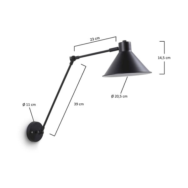 Melna sienas lampa Dione – Kave Home-image-3