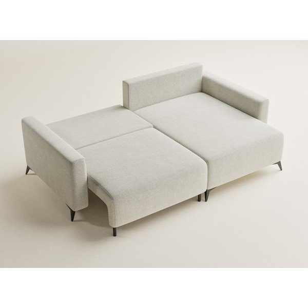 Krēmkrāsas salokāms stūra dīvāns no šenila auduma ar uzglabāšanas vietu (ar labo stūri/ar zvilni) Leon – Maison de Rêve-image-3