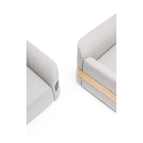 Gaiši pelēks dīvāna modulis (kreisais stūris) no vilnas un lina maisījuma Hugg – Gazzda-image-4