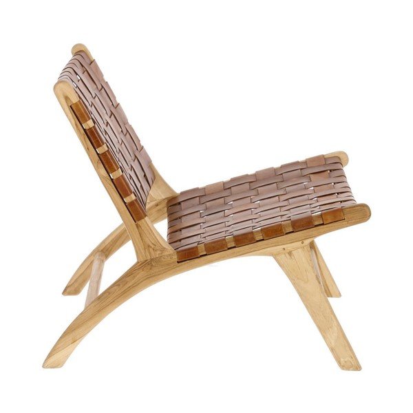 Konjakbrūns/dabīga toņa ādas austs atpūtas krēsls Calixta – Kave Home-image-2