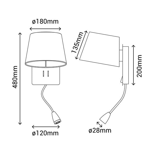 Balta/bronzas krāsas sienas lampa – SULION-image-3
