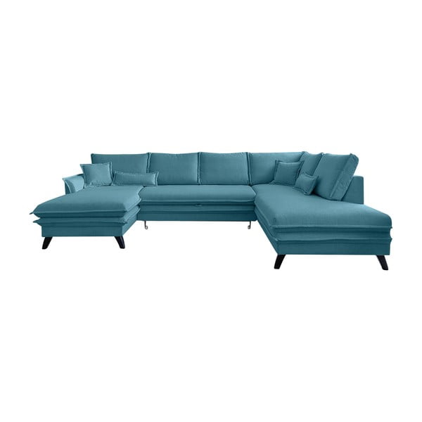 Tirkīza zils izlaižams U-veida dīvāns Miuform Charming Charlie, labais stūris