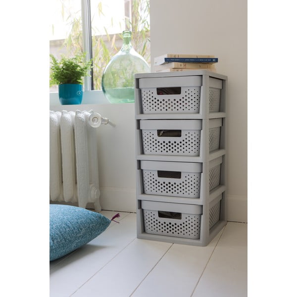 Pelēks plastmasas plaukts uz riteņiem 29,5x65,5 cm Infinity – Curver-image-2