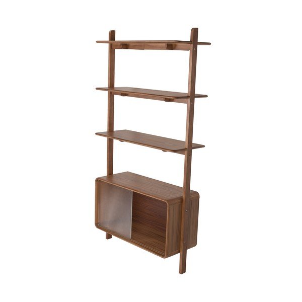 Brūns oša masīvkoka grāmatplaukts ar bīdāmām durvīm 90x180x35 cm Rise – Zuiver-image-2